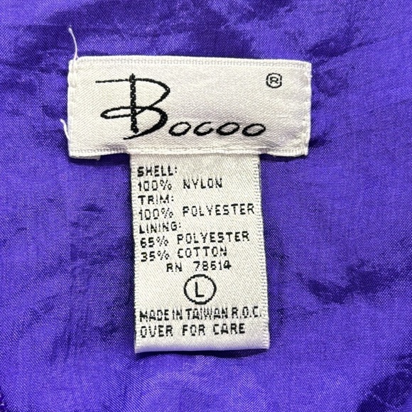 Bocoo Vintage 80’s Purple Patchwork Nylon Zip Up Windbreaker Jacket Coat - Picture 8 of 10